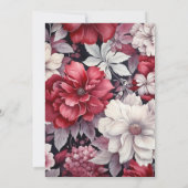 Silver, White and Deep Red Floral Wedding Einladung (Rückseite)