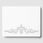 Silver White and Navy Damask Wedding Guest Book Gästebuch (Rückseite)