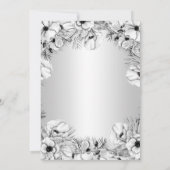 Silver White Anemone Gold Geometric Brautparty Einladung (Rückseite)