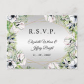 Silver White Anemone Gold Geometric UAWG Einladungspostkarte (Vorderseite)