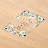 Silver White Anemone Gold Geometric Wedding Acryleinladungen (Ablage )