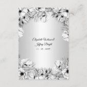 Silver White Anemone Gold Geometric Wedding Begleitkarte (Rückseite)