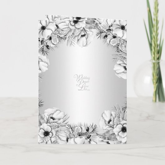 Silver White Anemone Gold Geometric Wedding Dankeskarte (Rückseite)
