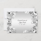 Silver White Anemone Gold Geometric Wedding RSVP Karte (Rückseite)