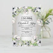 Silver White Anemone I Do GRILLEN Probe Dinner Inv Einladung (Stehend Vorderseite)