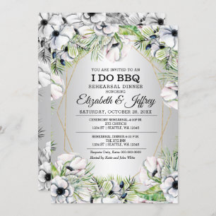 Silver White Anemone I Do GRILLEN Probe Dinner Inv Einladung