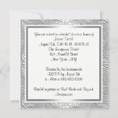 Silver & White Art Deco Deko Damask Brautparty Einladung (Rückseite)