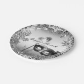 Silver White Black Masquerade & Winter Snowflakes Pappteller (Schrägansicht)