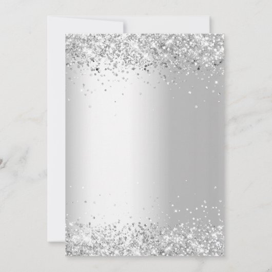 Silver White Bloral eucalyptus elegante Hochzeit Einladung (Rückseite)