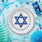 Silver White Blue Star von David Pesach Pessach Pappteller (Party)