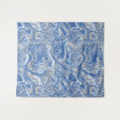 Silver White Bright Blue Marmormuster Wandteppich (Vorderseite (Horizontal))