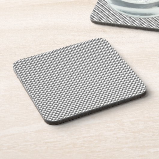 Silver White Carbon Fibre Print Getränkeuntersetzer (Linke Seite)