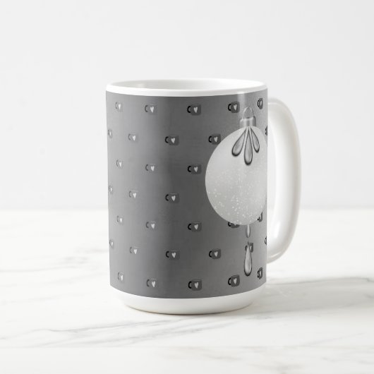 SILVER & WHITE CHRISTMAS ORNAMENTS KAFFEETASSE (VorderseiteRechts)