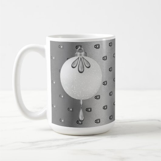 SILVER & WHITE CHRISTMAS ORNAMENTS KAFFEETASSE (Links)