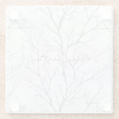 Silver White Christmas Winter Trees Glasuntersetzer (Rückseite)