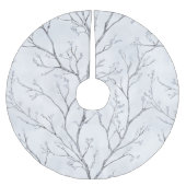 Silver White Christmas Winter Trees Polyester Weihnachtsbaumdecke (Vorderseite)