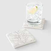 Silver White Christmas Winter Trees Steinuntersetzer (Seitenansicht)