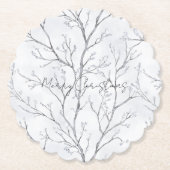 Silver White Christmas Winter Trees Untersetzer (Vorderseite)
