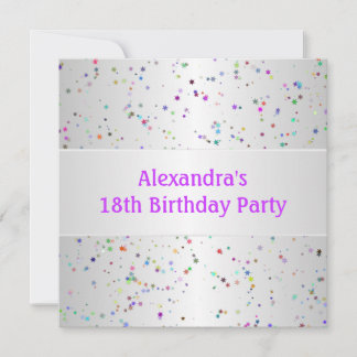 Silver White Color Confetti 18. Geburtstagsparty Einladung