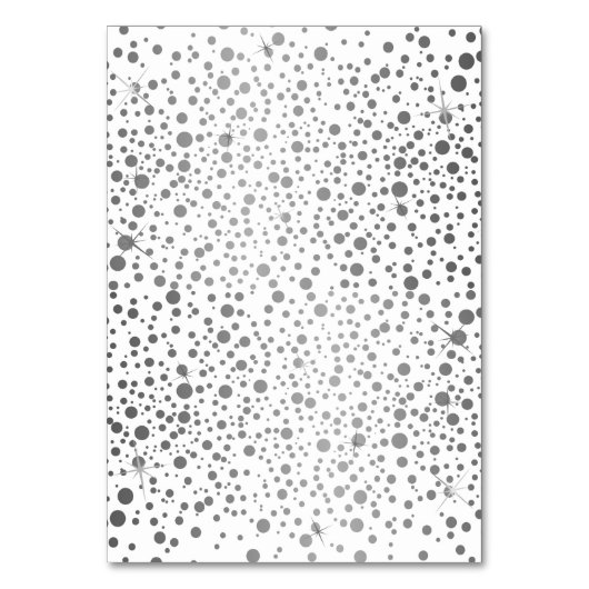 Silver & White Confetti Dots | Name Platzkarten Tischnummer (Rückseite)
