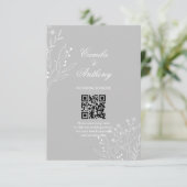 Silver White Corner Floral Boho Wedding Begleitkarte (Stehend Vorderseite)