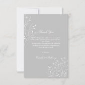 Silver White Corner Floral Boho Wedding Dankeskarte (Vorderseite)