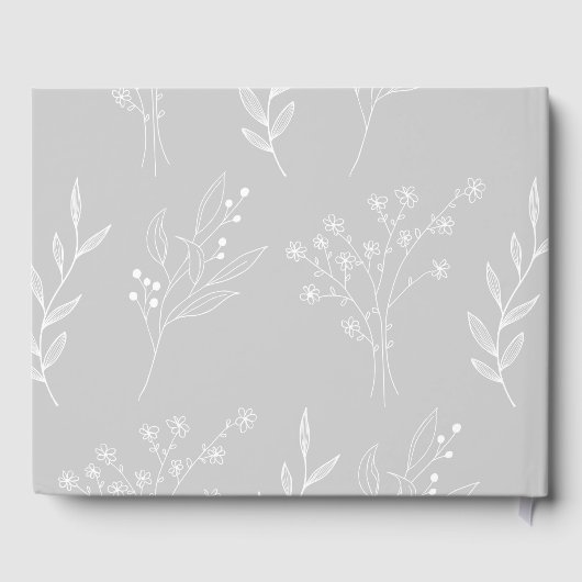 Silver White Corner Floral Boho Wedding Gästebuch (Rückseite)