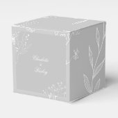 Silver White Corner Floral Boho Wedding Geschenkschachtel (Vorderseite)