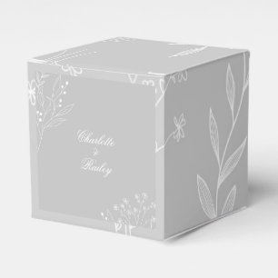 Silver White Corner Floral Boho Wedding Geschenkschachtel