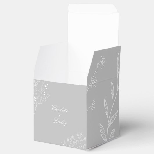 Silver White Corner Floral Boho Wedding Geschenkschachtel (Geöffnet)