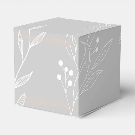 Silver White Corner Floral Boho Wedding Geschenkschachtel (Rückseite)