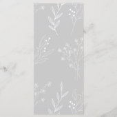 Silver White Corner Floral Boho Wedding Menükarte (Rückseite)