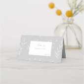 Silver White Corner Floral Boho Wedding Platzkarte (Vorderseite)