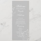 Silver White Corner Floral Boho Wedding Programm (Vorderseite)
