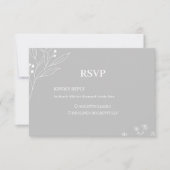 Silver White Corner Floral Boho Wedding RSVP Karte (Vorderseite)