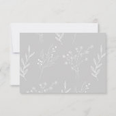 Silver White Corner Floral Boho Wedding RSVP Karte (Rückseite)
