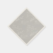 Silver White Corner Floral Boho Wedding Serviette (Ecke)