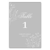 Silver White Corner Floral Boho Wedding Tischnummer (Rückseite)
