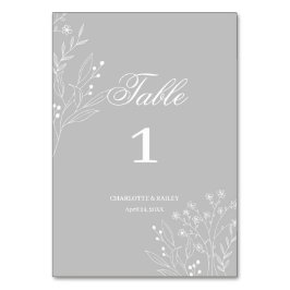Silver White Corner Floral Boho Wedding Tischnummer