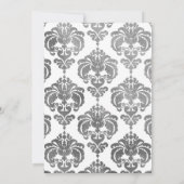 Silver & White Damask Chic Elegante Minimale Hochz Einladung (Rückseite)