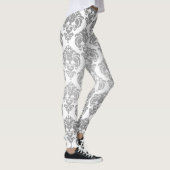 Silver & White Damask Chic Modernes, elegantes Mus Leggings (Rechts)