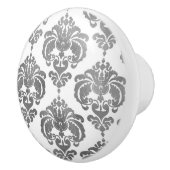 Silver & White Damask Eleganter Kleiderschrank Keramikknauf (Rechts)