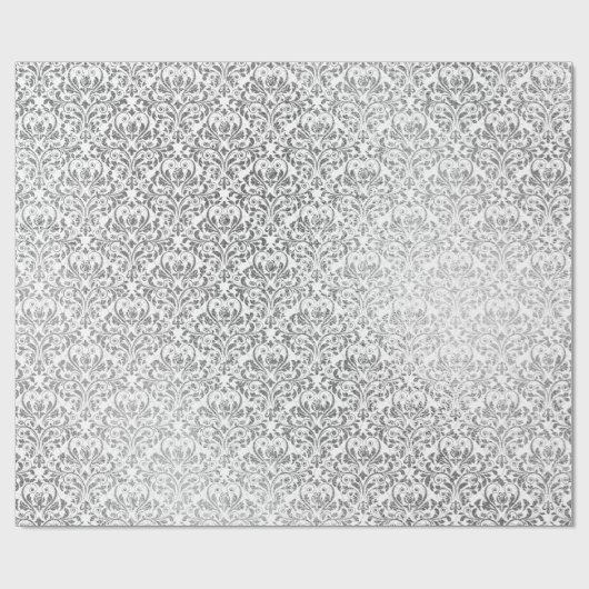 Silver White Damask Grau Net Delicate Diamond Geschenkpapier (Flach)