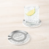 Silver & White Damaskus 25 Hochzeitstag Sandstein Untersetzer (Seite)