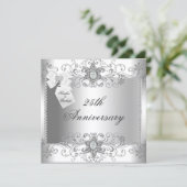 Silver White Diamond Einladung zum 25-jährigen Jub (Stehend Vorderseite)