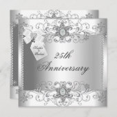Silver White Diamond Einladung zum 25-jährigen Jub (Vorne/Hinten)