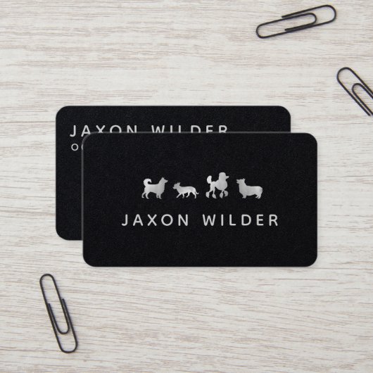 Silver White Dog Silhouette Cloud Minimal Visitenkarte (Vorderseite/Rückseite Beispiel)