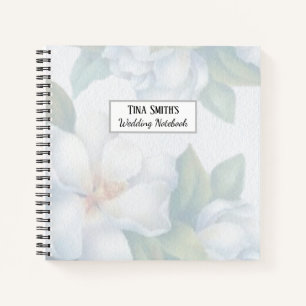 Silver White Dogwood Blossom Wedding Notizblock