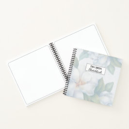 Silver White Dogwood Blossom Wedding Sketchbook Notizblock