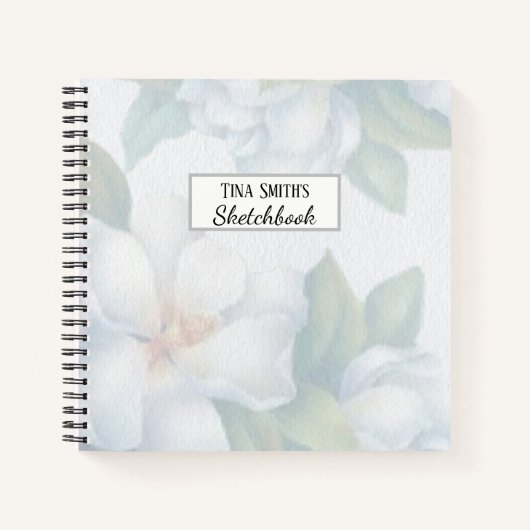 Silver White Dogwood Blossom Wedding Sketchbook Notizblock (Vorderseite)